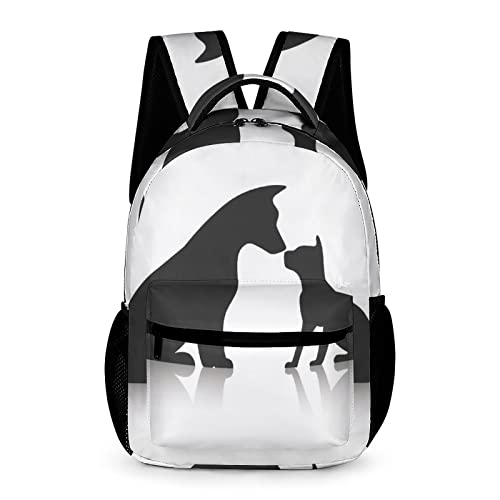 Sac à dos scolaire chats chiens pour filles et garçons, cartable léger 43cm