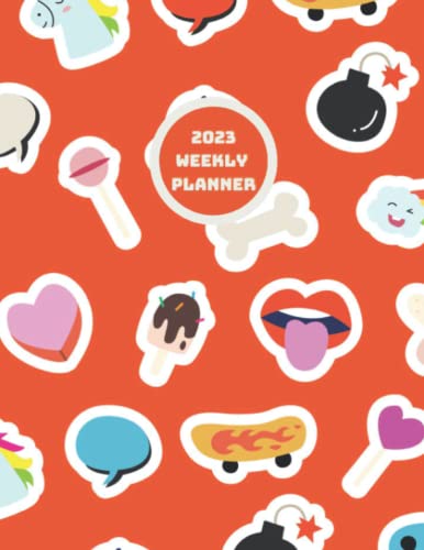 2023 Weekly Planner w/ Retro 80s Sticker Collection Cover Pattern: Calendar, Budget & Meal Planning Pages Plus Password & Contact Ledgers image 2