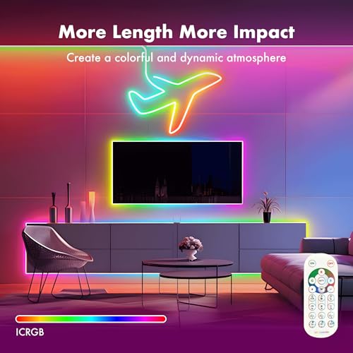 Luces LED para TV HRDJ 16.4FT 65 pulgadas RGB con control remoto miniatura 2