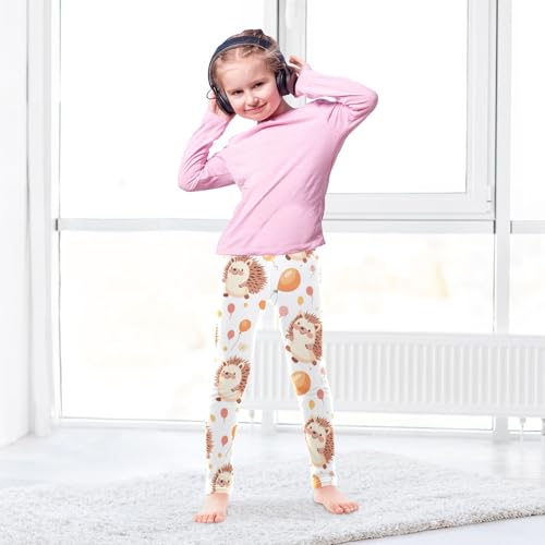 Hedgehog Balloon Girls Leggings,Workout Leggings for Girls Toddler Athletic Legging Size for 3-10T4