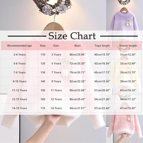 Girls Cute Tulip Appliques Sweaters Crewneck Long Sleeve Kids Fall Winter Cozy Knit Pullover Jumper Tops for 3-15 Years3