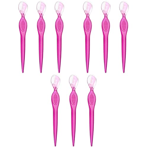 minkissy 9pcs Stainless Steel Eyebrow Portable Eyebrow Trimmers for Women Non- Grip Beauty Tools for Precise Shaping Travel-friendly Makeup Accessories Transparent Red