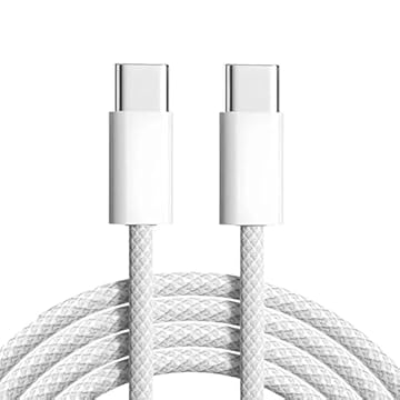 Cabo USB Tipo C Turbo Original 30W Branco 1 Metro 2 Pontas Tipo C Reforçado