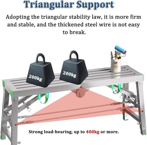 Andamio Plegable portátil con trampilla, Torre de andamio de Acero de Altura Ajustable con Plataforma de Trabajo y Almohadillas Antideslizantes, andamio Multiusos de Alta Resistencia para re