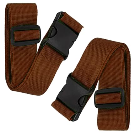 Image of Luggage Straps: Secure Your Belongings, Made Seat Belt Material Size 2 inch X6.5FT Color + 1 ADD A Baggage Belt(1 inchX20 inch Black) (Brown, 4 Pack)