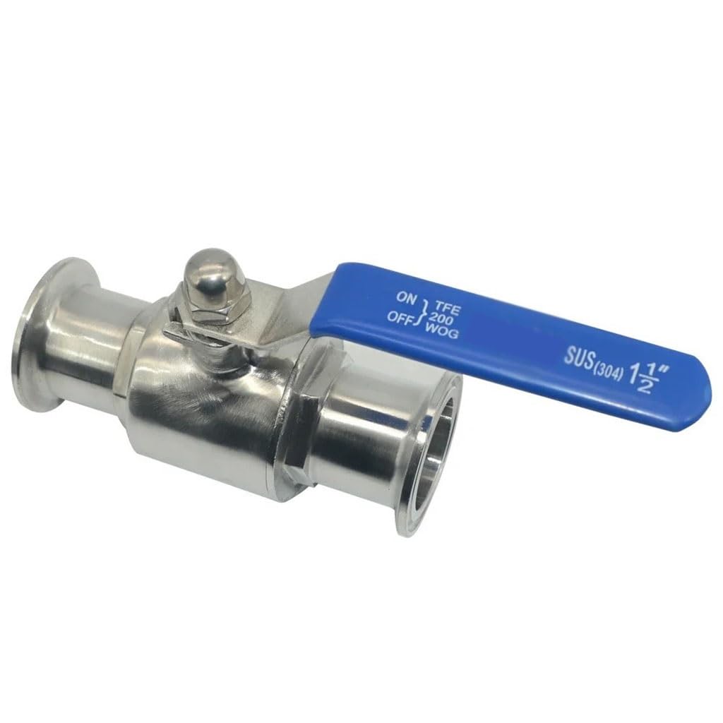 Ball Valve 1pcs 19mm 25 32 38 45 51 57 63mm 304 Stainless Steel Sanitary Ball Valve Tri Clamp 50.5mm/64mm Ferrule Type for Homebrew Diary Product(57mm x Ferrule 77.5)