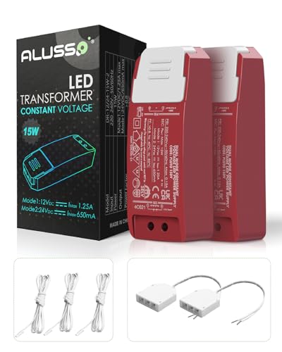 ALUSSO Transformateur LED 15 W - Tension constante 12 V/24 V - Compatible avec plus de produits - Protection multiple - Utilisation polyvalente