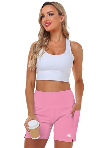 Image of AOBUTE Womens High Waist Swim Board Shorts with Pockets Quick Dry Bike Shorts