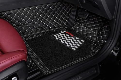 Image of SINEX Premium 7D car mat Full Set for BMW 6 Series Gt 630I | Luxury Leather Double Car Floor Mat Complete Set || 100% Waterproof and Washable Color : Black