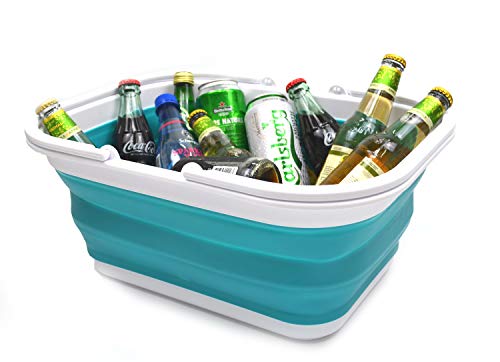 SAMMART 15.5L Collapsible Tub with Handle, Portable Outdoor Picnic Basket/Crater, Foldable Shopping Bag - Image 4
