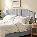 YI DANICA Upholstered Headboard for Full/Queen Beds - Arched Headboard Wall Mount & Bed Frame Mount, Adjustable Height, Velvet Tufted Modern Vertical Channel Design (Gray, King)