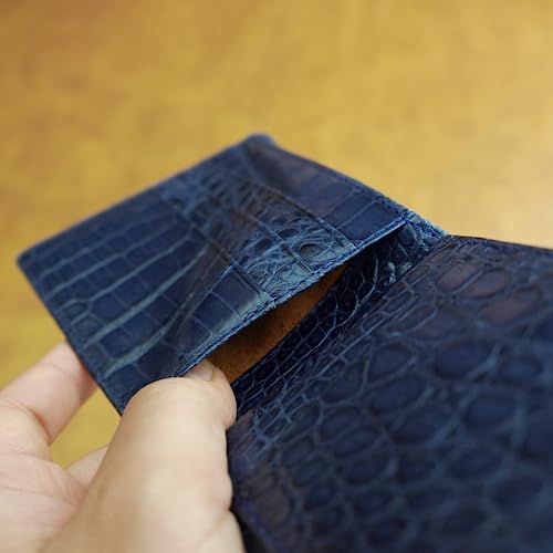 Image of HATA Blue Luxury Exotic Bifold Leather Wallet Men with Flip Out ID Window, Holder Credit Card, RFID Blocking, Leather Double Side Textured Gift Birthday, Wedding, Anniversary, Father's Day VIBE-44