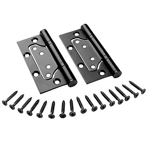 Liyafy 2Pcs Black Stainless Steel Hinges 4 x 4  Non-Mortise Mute Door Hinges for Heavy Weight Door, Combined Design