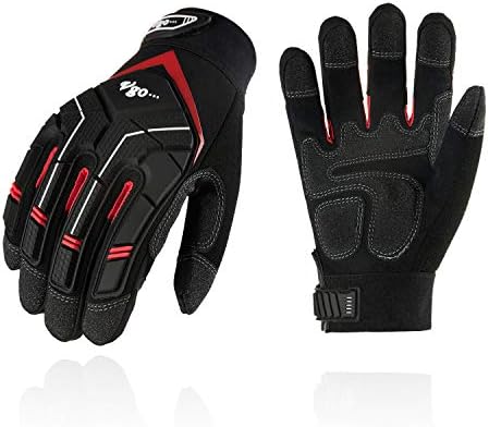 Vgo... Winter Mechanic Work Gloves, 0°C/32°F Coldproof Waterproof Impact Gloves, Heavy-Duty, Anti-Vibration (Size XL, Black, SL8849FW, 1Pair)