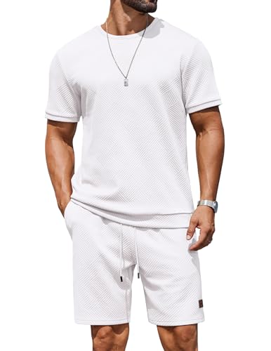 COOFANDY Mens 2 Piece Set Summer Outfit Short Sleeve T-Shirt and Shorts Casual Clothes Lounge Sets for Men