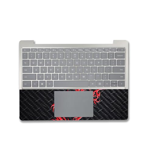 Image of MightySkins Carbon Fiber Skin Compatible with Microsoft Surface Laptop Go 3 (2023) Full Wrap Kit - Red Dragon | Protective, Durable Textured Carbon Fiber Finish | Made in The USA