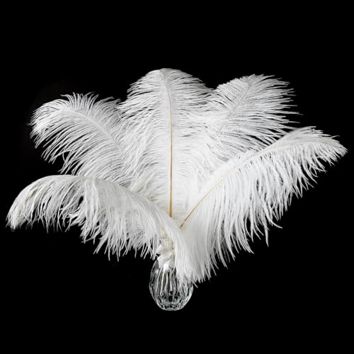 Ballinger 12pcs Natural White Ostrich Feathers Bulk - 10-12inch (25-30cm) for Wedding Party Centerpieces Flower Arrangement and Home Decoration(White)
