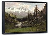 Aubeeba Framed Mountain Wall Art Landscape Painting Home Decor,Vintage Forest Wall Art Canvas Prints Scenery Decor for Living Room Office 12x16 inches