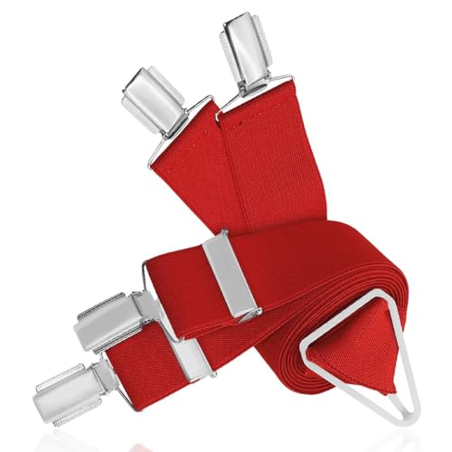 LINDENMANN Hängslen herr, hängslen herr, tillverkade i Tyskland, herrhängslen i X-form med 4 klämmor 30 mm breda, längd 120 cm, röd, röd