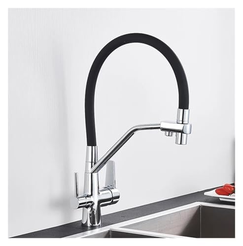Robinet de cuisine à filtre noir ZH1YFD eau chaude froide orientable chrome noir