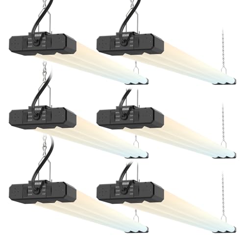Image of JESLED LED Shop Lights 4FT 7500LM, 3CCT & 3 Wattage Adjustable, ETL | 3CCT 4000K, 5000K & 6500K, 30W /40W /50W Selectable, Linkable for Garages & Workshops, Ceiling or Hanging Mount, 6 Pack