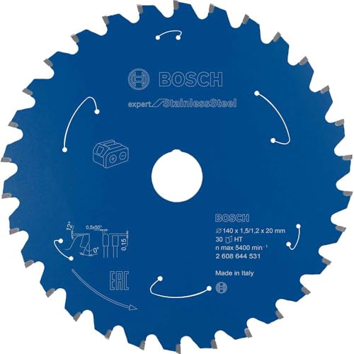 Bosch Professional 1x Kreissägeblatt Expert for Stainless Steel (Edelstahl, Sägeblatt Ø 140 x 20 x 1,5 mm, 30 Zähne, Zubehör Akku Kreissäge)