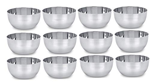Image of LiMETRO STEEL Stainless Steel Solid Heavy Gauge B3-12 Bowl Set /Wati Set- Pack of 12 , steel colour