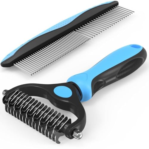 Cepillo Perro, Peine Perro, Cepillo Gato Quita Pelo, Deslanador para Eliminar Pelo Muerto y Subpelo, Peine Desenredante para Nudos, Ideal para Mascotas de Pelo Corto, Medio y Largo.