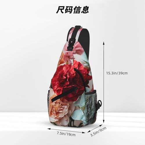 Bolso Sling para Hombre y Mujer Color Negro con Flores miniatura 4