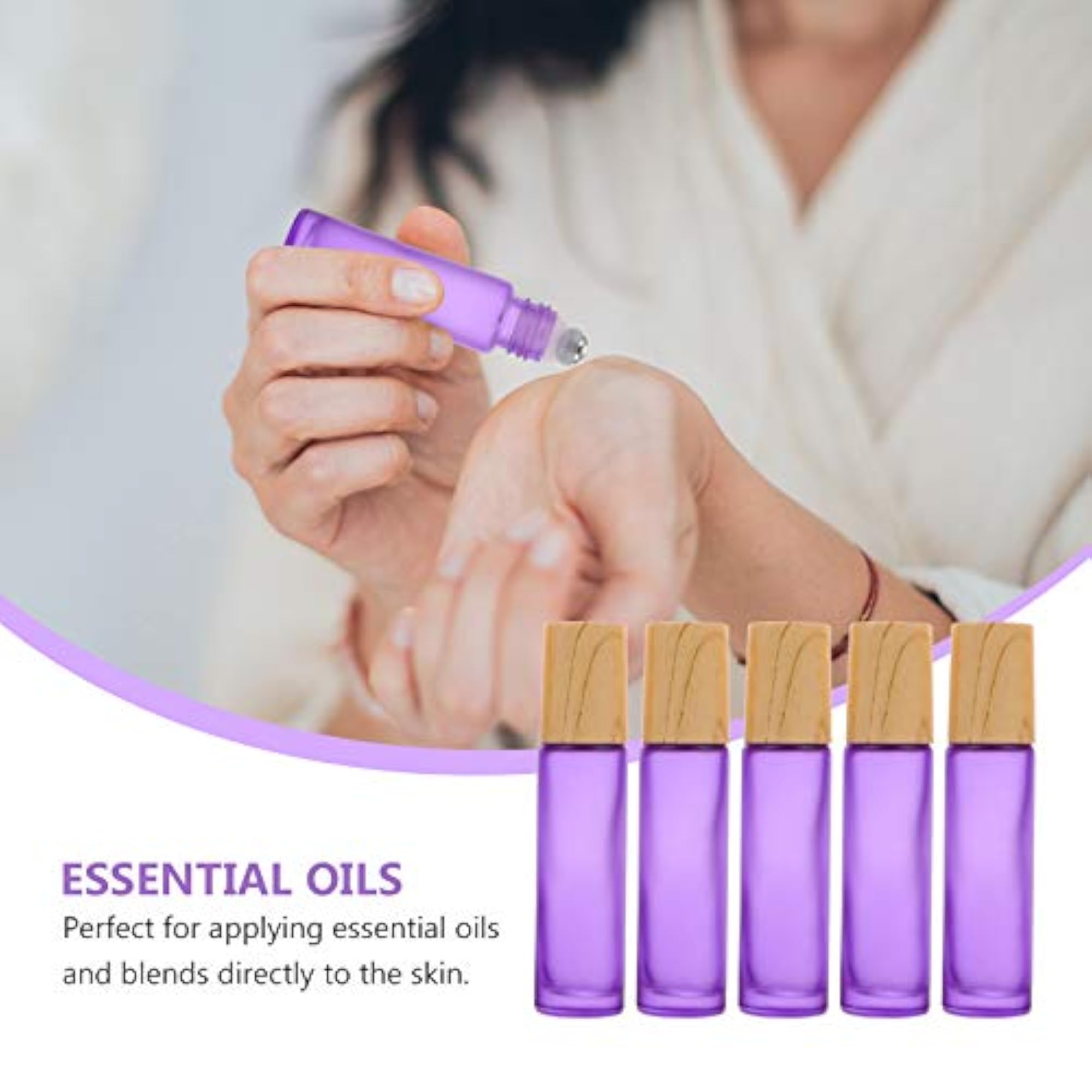 5pcs 10ml Glass Roller Bottles for Essential Oils