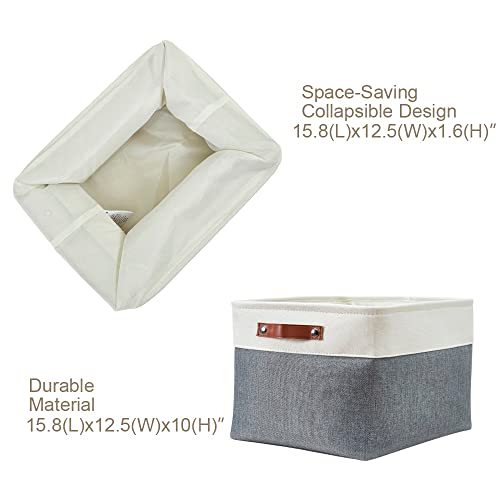 Image of DECOMOMO Foldable Storage Bin [3-Pack] Collapsible Sturdy Cationic Fabric Storage Basket Cube W /Handles for Organizing Shelf Nursery Home Closet (Slate Grey and White, Extra Large - 15.8 x 12.5 x 10)