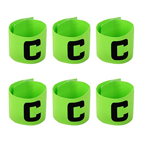 ccHuDE 6 Pcs Adjustable Elastic Soccer Captain Armband Arm Bands Football Basketball Player Bands for Youth Adult Green
