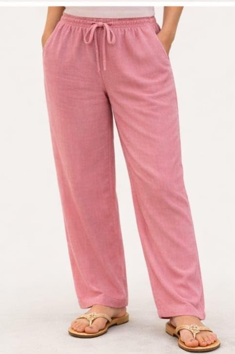 Image of Women Drawstring Waist Pants Casual Fit |Solid Pattern | Bottom Wear