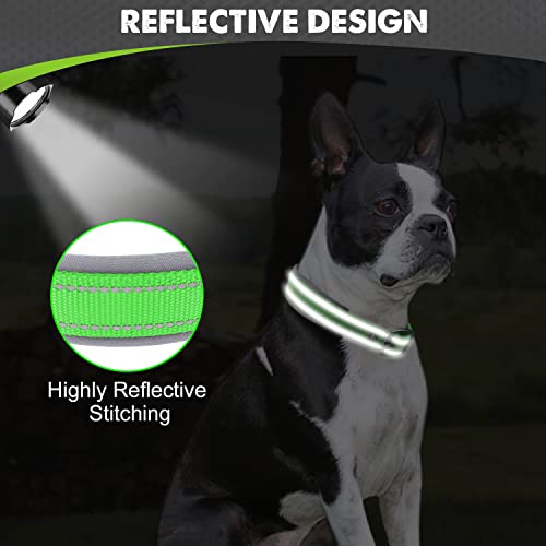 Joytale Halsband Hund, Weich Hundehalsband Gepolstert Neopren Hunde Halsband für Mittelgroße Hunde, Nylon Reflektierend Breit Halsbänder, Grün