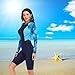 TOVCHEI Women's Diving Suit Front Zipper Long Sleeve Shorts One-Piece Surfing Swimsuit Sun Protection Quick Drying Wetsuit,Blue,L