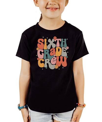 Sixth Grade Crew Shirt for Girls Colorful Vintage Retro Back to School Graphic T-Shirt for Kids and Adults