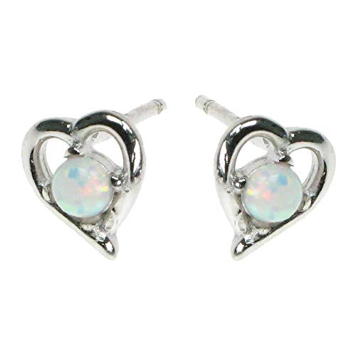 Boucles d'oreilles cœur argent et opale de neige pour style quotidien
