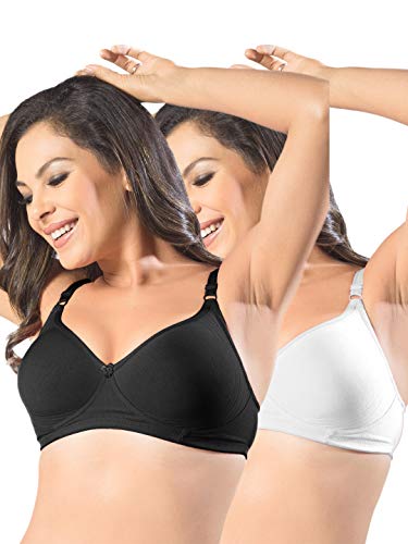 Image of SONARI Womens Non Padded Cotton T Shirt Bra | Wire Free, Medium Coverage, Comfortable and Lightweight | Adjustable Straps, Hook and Eye Closure for Everyday Wear - D-12