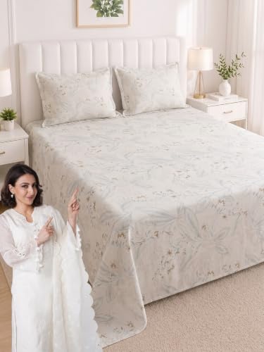 Image of Mafatlal 186 TC Metro Cotton King Size Bedsheet | 108 x 108 Inch| Soft, Breathable & Lightweight |Includes 2 Pillow Covers