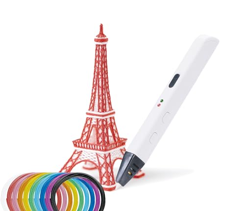 Lápiz 3D con 10 filamentos PLA de colores (30 m) – Bolígrafo impresor 3D con control preciso, adaptador EU, herramienta de ajuste, regalo creativo para adultos y niños +8
