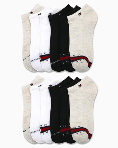 Image of Tommy Hilfiger Womens No Show Socks - 12 Pack Lightweight Athletic Performance Cushioned Running Low Cut Socks for Women