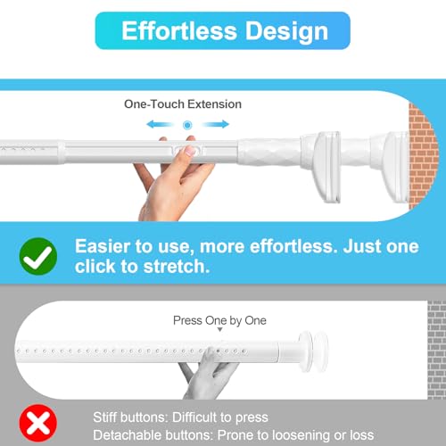 Image of White Closet Rods For Hanging Clothes,41-126 In heavy duty tension rod