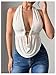 SOLY HUX Women's Sexy Halter Going Out Top Open Back Deep V Neck Sleeveless Vest Tank Tops Party Clubwear Pure White X-Small