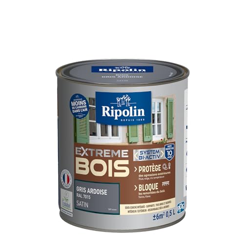 RIPOLIN - Peinture pour Bois Intérieur/Extérieur - Sans Sous-couche Ultra-couvrant - Résiste aux Intempéries, UV et Chocs - Protège et Magnifie - Lessivable - Satin...