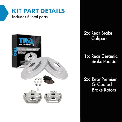 Image of TRQ Rear Brake Pad and Rotor Set Ceramic G Coated Rotors Calipers
