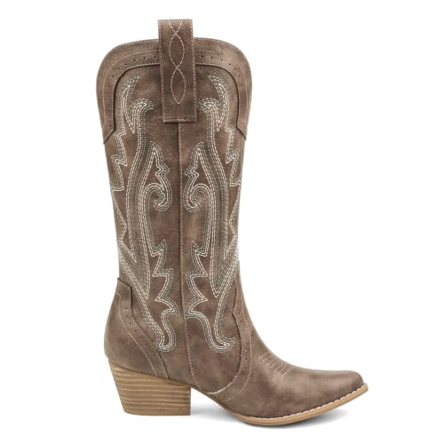 Image of Zzheels Mid Calf Cowboy Boots for Women Closed Toe Western Cowgirl Boots