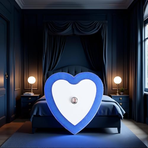 Image of Blue Plug-in Auto Sensor Control LED Night Light Lamp Bedroom Hallway Heart Shaped Night Lights(0.5W)