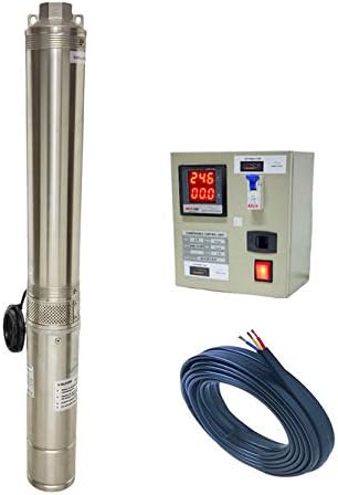 V-Guard Submersible Pump 1HP Single Phase with Control Panel (NOVA-OT0110), Oil Filled, Stainless Steel and 1 sq. mm Submersible Flat Wire (40 Meter)