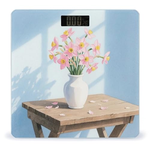 Báscula Digital para Baño con Vidrio Templado Rosa miniatura 1
