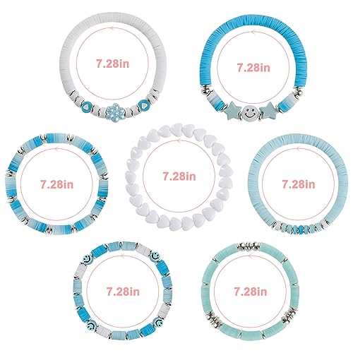 Besydec Jewelry,Heishi Surfer Bracelet Set,Preppy Stuff,Charm Beaded Bracelets,Aesthetic Gifts for Women 7